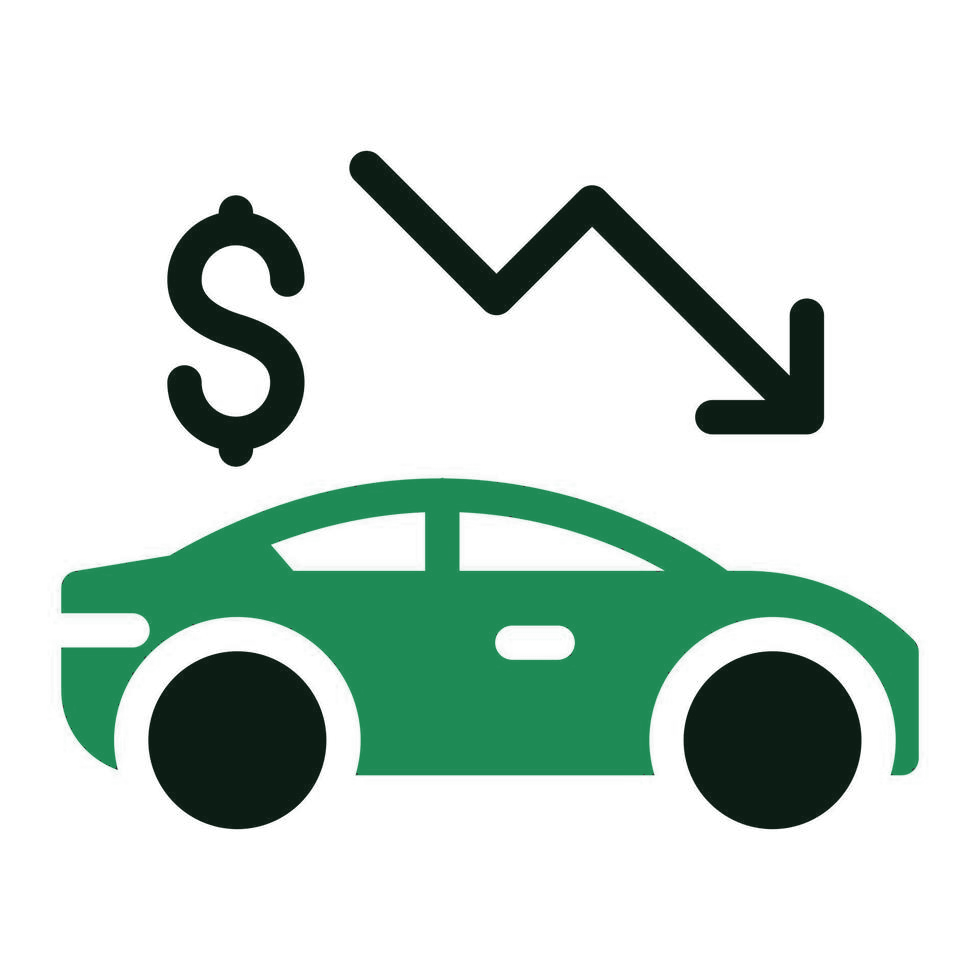 A car beneath a falling price arrow